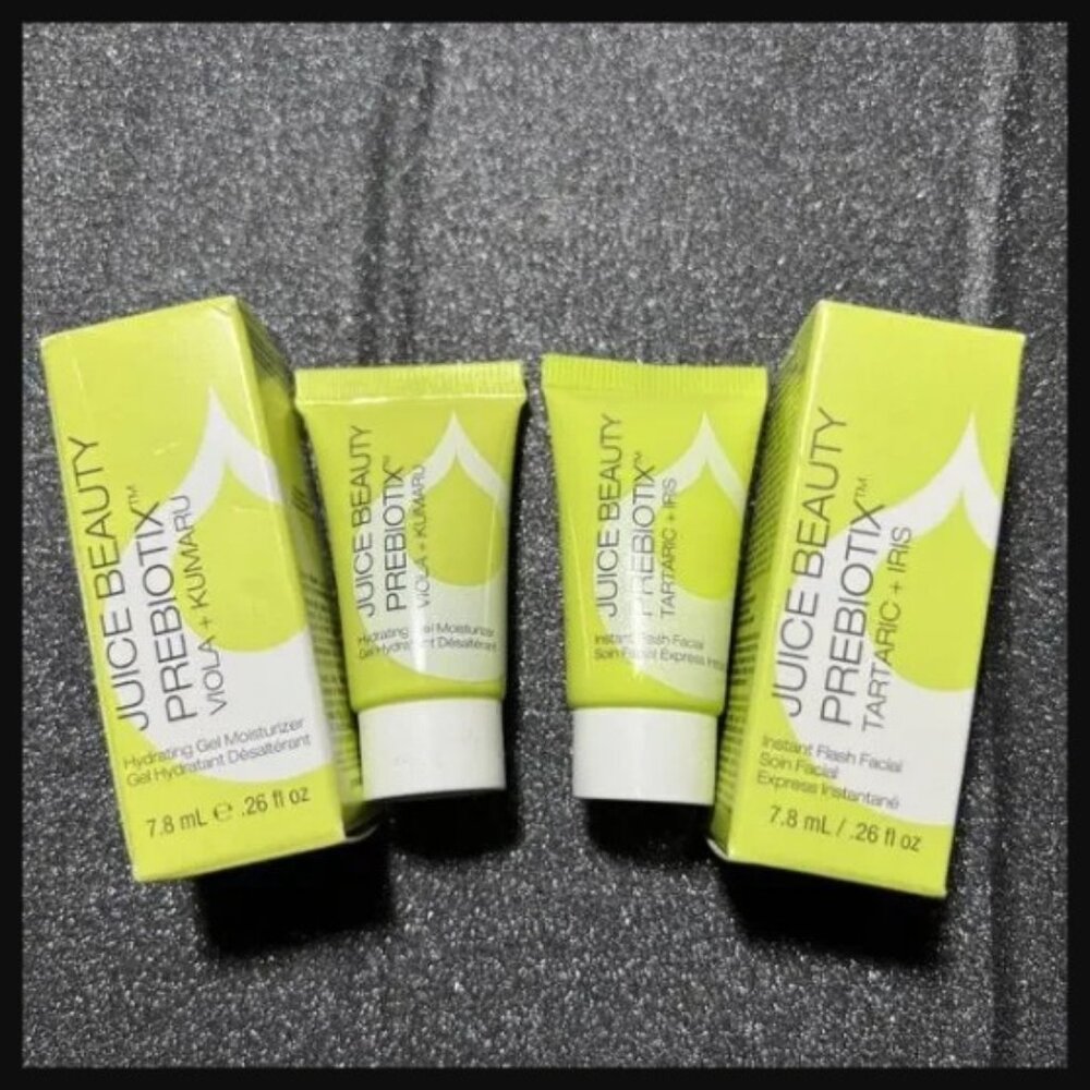 2pc Juice Beauty Prebiotix Instant Flash Facial & Gel Moisturizer .26oz ea NIB